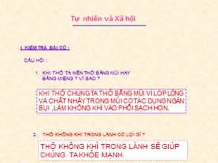 Bài giảng Tự nhiên và xã hội Lớp 3 - Bài 3: Vệ sinh hô hấp