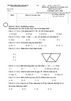 Đề kiểm tra định kì cuối học kì I môn Toán Lớp 2 - Năm học 2019-2020 - Trường TH Gia Quất