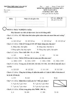 Đề kiểm tra định kì cuối học kì I môn Toán Lớp 4 - Năm học 2019-2020 - Trường TH Gia Quất