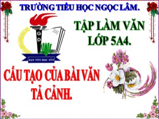 Bài giảng Tiếng Việt 5 - Tuần 1: Tập làm văn Cấu tạo của bài văn tả cảnh - Năm học 2020-2021 - Trường TH Ngọc Lâm