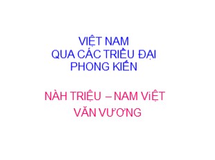 Bài giảng Việt Nam qua các triều đại phong kiến - Việt Nam qua các triều đại Phong Kiến - Văn Vương