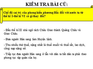 Bài giảng Lịch sử 6 Bài 19: Từ sau Trưng Vương đến trước Lý Nam Đế ( giữa thế kỉ I - Giữa thế kỉ VI) - Hồng Ân