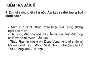 Bài giảng Lịch sử Lớp 6 - Tiết 16, Bài 15: Nước Âu Lạc - Bảo Hà