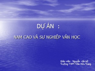 Đề tài Nam Cao và sự nghiệp văn học