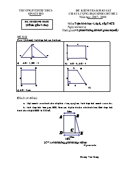 Đề khảo sát chất lượng Chủ đề 2 môn Hình học Lớp 8 - Năm học 2017-2018 - Trường PTDTBT THCS Sin Súi Hồ (Có đáp án và thang điểm)