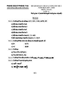 Đề khảo sát chất lượng Chủ đề 2 môn Số học Lớp 6 - Năm học 2017-2018 - Trường THCS Mường So (Có đáp án và thang điểm)