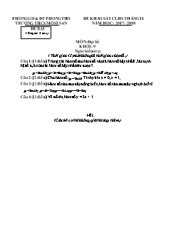 Đề khảo sát chất lượng học sinh Tháng 11 môn Đại số Lớp 9 - Năm học 2017-2018 - Trường THCS Mồ Sì San (Có đáp án và thang điểm)