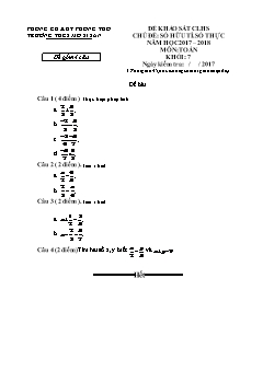 Đề khảo sát chất lượng Tháng 10 môn Đại số Lớp 7 - Năm học 2017-2018 - Trường THCS Mồ Sì San (Có đáp án và thang điểm)