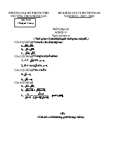 Đề khảo sát chất lượng Tháng 10 môn Đại số Lớp 9 - Năm học 2017-2018 - Trường THCS Mồ Sì San (Có đáp án và thang điểm)