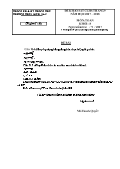 Đề khảo sát chất lượng Tháng 9 môn Toán Lớp 8 - Năm học 2017-2018 - Trường THCS Mồ Sì San (Có đáp án và thang điểm)