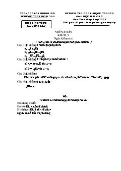 Đề khảo sát chất lượng Tháng 9 môn Toán Lớp 9 - Năm học 2017-2018 - Trường THCS Mồ Sì San (Có đáp án và thang điểm)