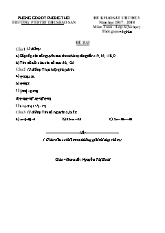 Đề khảo sát Chủ đề 3 môn Số học Lớp 6 - Năm học 2017-2018 - Trường PTDTBT THCS Dào San (Có đáp án và thang điểm)