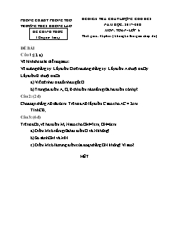 Đề kiểm tra chất lượng Chủ đề 2 môn Hình học Lớp 6 - Năm học 2017-2018 - Trường THCS Khổng Lào (Có đáp án và thang điểm)