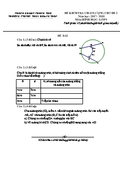 Đề kiểm tra chất lượng Chủ đề 2 môn Hình học Lớp 9 - Năm học 2017-2018 - Trường PTDTBT THCS Hoang Thèn (Có đáp án và thang điểm)