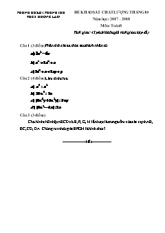 Đề kiểm tra chất lượng Tháng 10 môn Toán Lớp 8 - Năm học 2017-2018 - Trường THCS Khổng Lào (Có đáp án và thang điểm)