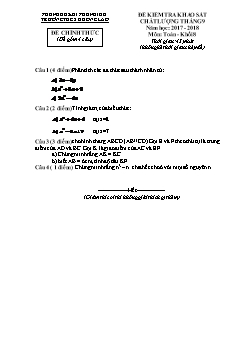 Đề kiểm tra chất lượng Tháng 9 môn Toán Lớp 8 - Năm học 2017-2018 - Trường THCS Khổng Lào (Có đáp án và thang điểm)