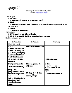 Giáo án Đại số Lớp 8 - Tiết 22: Phân thức đại số - Trường THCS Nậm Cuổi