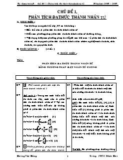 Giáo án Tự chọn Toán Lớp 8 - Chủ đề 1: Phân tích đa thức thành nhân tử - Hoàng Việt Hồng