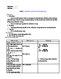 Giáo án Đại số Lớp 8 - Tiết 26: Quy đồng mẫu thức nhiều phân thức - Trường THCS Nậm Cuổi