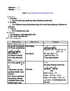 Giáo án Đại số Lớp 8 - Tiết 27: Quy đồng mẫu thức nhiều phân thức - Trường THCS Nậm Cuổi