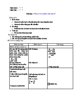 Giáo án Đại số Lớp 8 - Tiết 30: Phép trừ các phân thức đại số - Trường THCS Nậm Cuổi