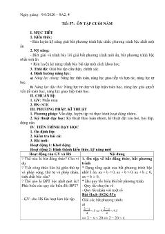 Giáo án Đại số Lớp 8 - Tiết 57: Ôn tập cuối năm - Năm học 2019-2020 - Trường THCS Mường Kim