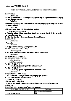 Giáo án Số học Lớp 6 - Tiết 49+50 - Năm học 2019-2020 - Trường THCS Thị trấn Than Uyên