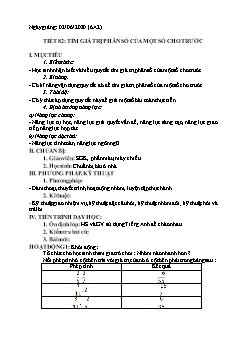 Giáo án Số học Lớp 6 - Tiết 82: Tìm giá trị phân số của một số cho trước - Năm học 2019-2020 - Trường THCS Thị trấn Than Uyên