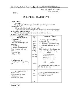 Giáo án Thể dục Lớp 9 - Tiết 33+34 - Năm học 2019-2020 - Nguyễn Xuân Thủy