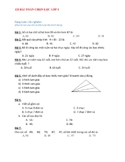 120 bài toán chọn lọc Lớp 1