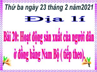 Bài giảng Địa lí Lớp 4 - Bài 20: Hoạt động sản xuất của người dân ở đồng bằng Nam Bộ (tiếp theo) - Năm học 2020-2021