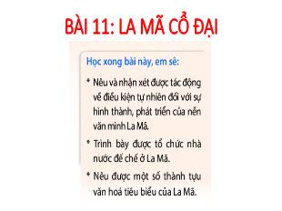 Bài giảng Lịch sử Lớp 6 - Bài 11: La Mã cổ đại