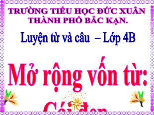 Bài giảng Luyện từ và câu Lớp 4 - Bài: Mở rộng vốn từ: Cái đẹp - Trường Tiểu học Đức Xuân