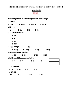 Bộ 18 đề thi môn Toán + 3 đề Tiếng Việt giữa kỳ I Lớp 2