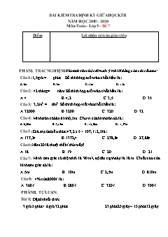 Bộ đề kiểm tra định kì giữa kì II môn Toán Lớp 5 (Có đáp án)