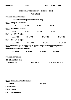 Bộ đề ôn tập môn Toán Lớp 2 (Có đáp án)