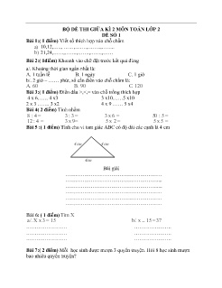 Bộ đề thi giữa kì 2 môn Toán Lớp 2