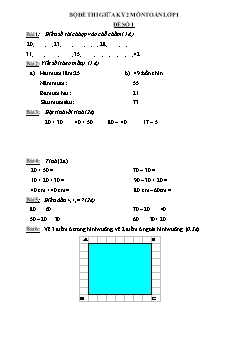 Bộ đề thi giữa kỳ 2 môn Toán Khối 1