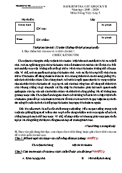 Đề kiểm tra giữa học kì II môn Tiếng Việt Lớp 5 - Đề 3 - Năm học 2019-2020 (Có đáp án)