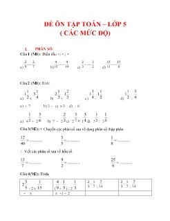 Đề ôn tập Toán Lớp 5