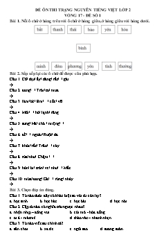 Đề ôn thi Trạng Nguyên Tiếng Việt Lớp 2 - Vòng 17