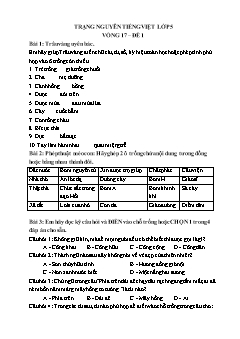 Đề ôn thi Trạng Nguyên Tiếng Việt Lớp 5 - Vòng 17