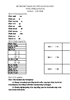 Đề thi thử trạng nguyên toàn tài Lớp 5 - Vòng 5: Cấp tỉnh