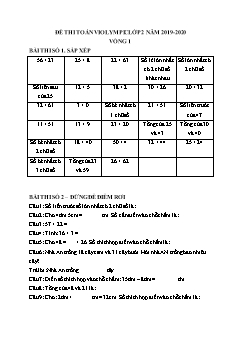 Đề thi toán Violympic Lớp 2 - Vòng 1- Năm 2019-2020