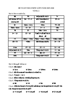 Đề thi toán Violympic Lớp 2 - Vòng 2 - Năm 2019-2020