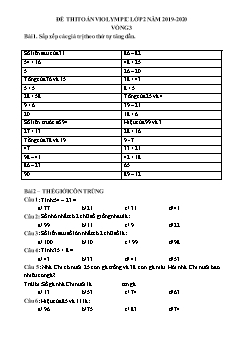 Đề thi toán Violympic Lớp 2 - Vòng 3 - Năm 2019-2020