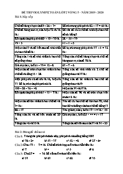 Đề thi toán Violympic Lớp 2 - Vòng 5 - Năm 2019-2020