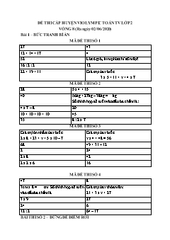 Đề thi toán Violympic Lớp 2 - Vòng 8 - Năm 2019-2020