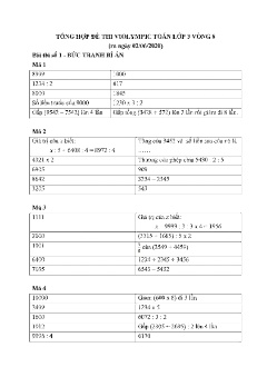 Đề tự luyện Violympic Toán Lớp 3 - Vòng 8 - Năm 2019-2020