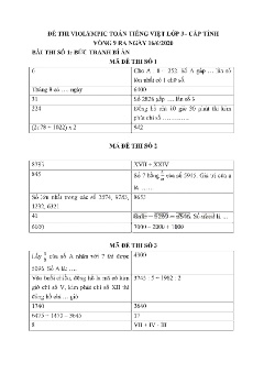 Đề tự luyện Violympic Toán Lớp 3 - Vòng 9 - Năm 2019-2020